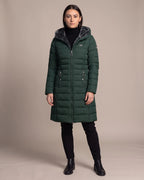 Women's Puffer Coat with Hood, Faux Fur Trim and Zip Pockets, Longline Cut – Scarlett