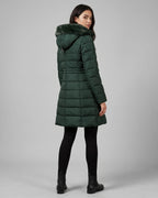 Women's Puffer Coat with Hood, Faux Fur Trim and Zip Pockets, Longline Cut – Scarlett