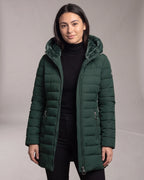 Women's Puffer Coat with Hood, Faux Fur Trim and Zip Pockets, Longline Cut – Scarlett