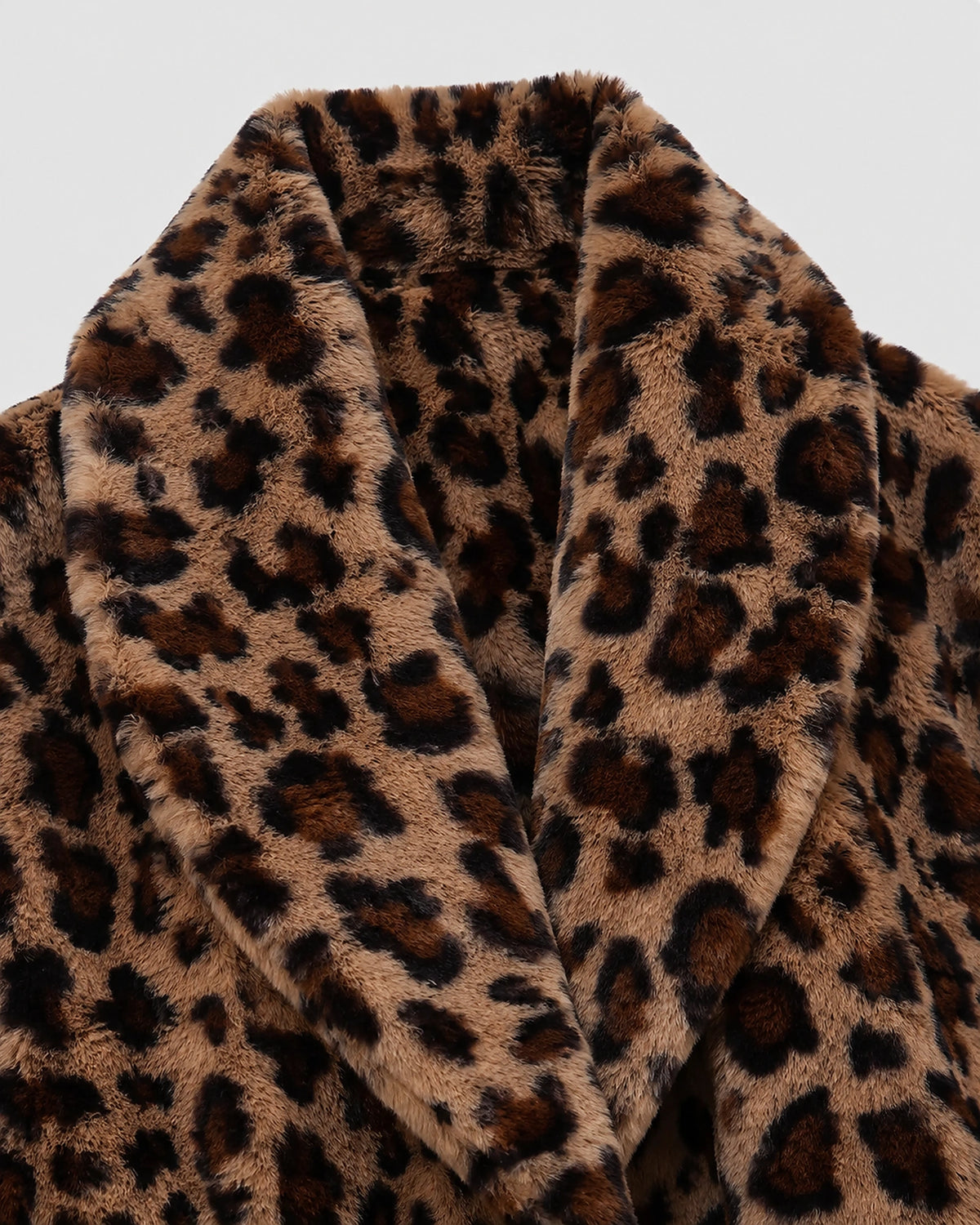Women's Faux Fur Coat in Leopard Print with Shawl Collar for Winter – Josie Grey