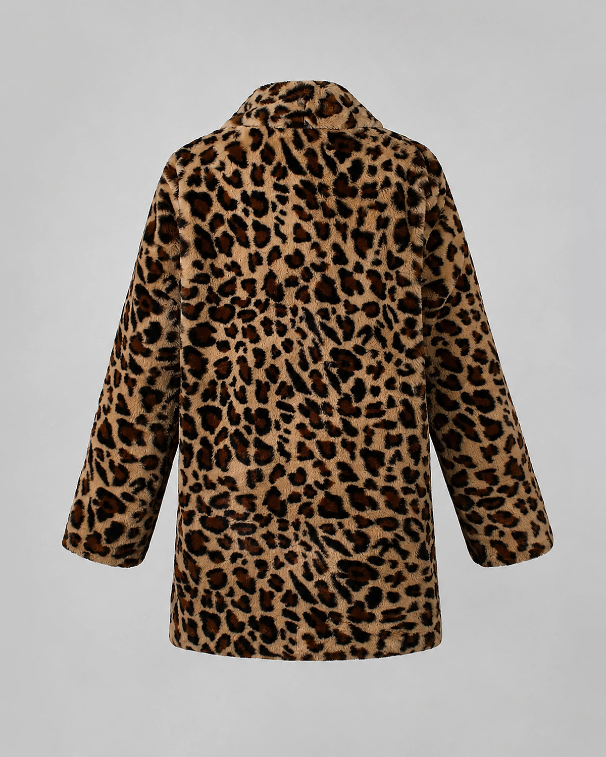 Women's Faux Fur Coat in Leopard Print with Shawl Collar for Winter – Josie Grey