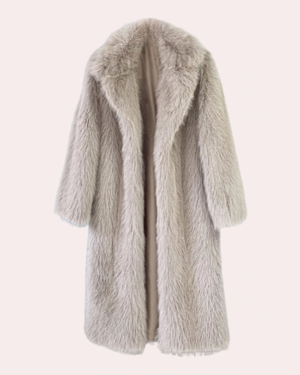 Women's Longline Shaggy Faux Fur Coat with Notch Collar, Relaxed Fit – Dora Belle