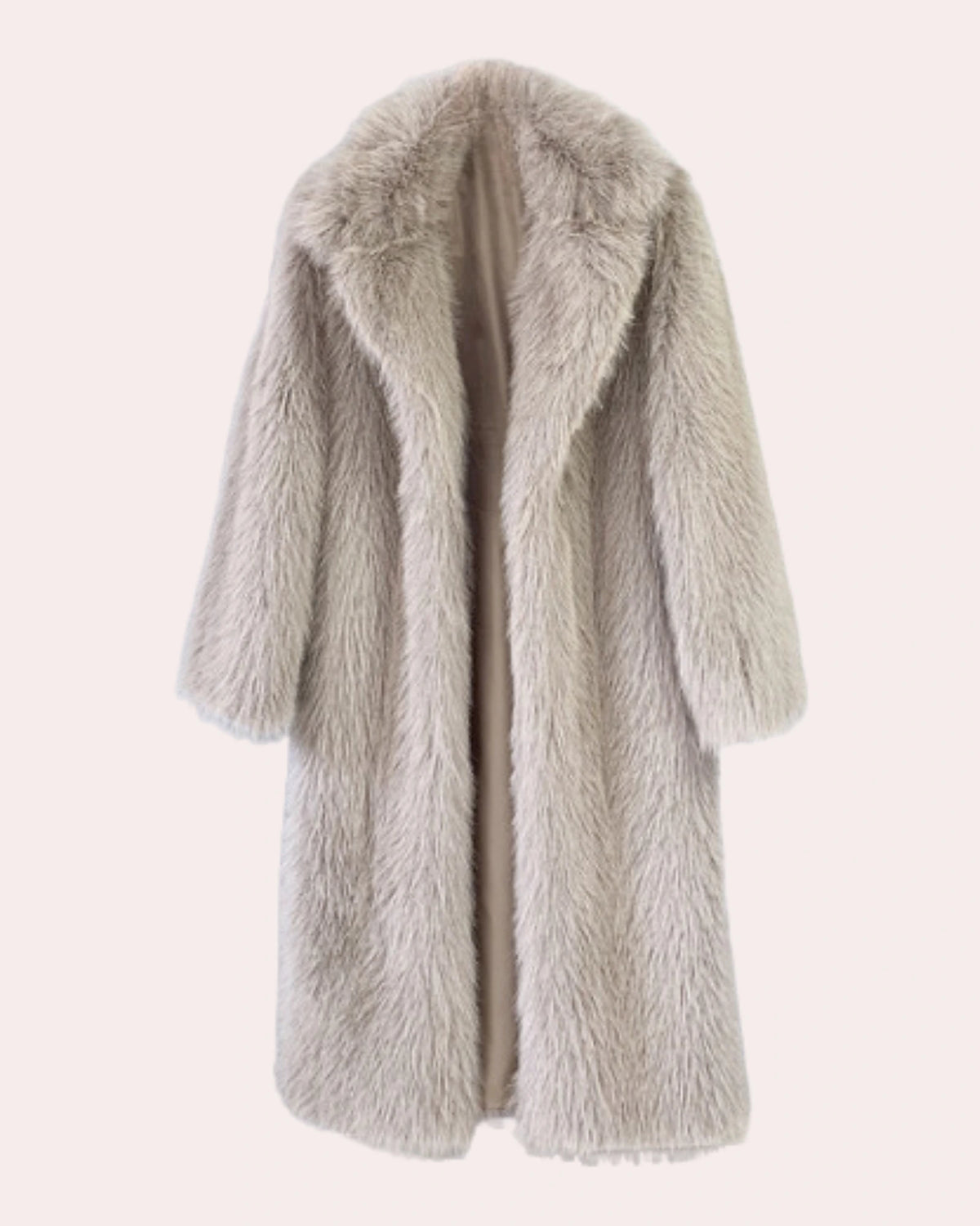 Women's Longline Shaggy Faux Fur Coat with Notch Collar, Relaxed Fit – Dora Belle