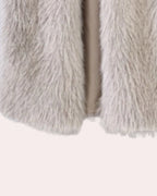 Women's Longline Shaggy Faux Fur Coat with Notch Collar, Relaxed Fit – Dora Belle