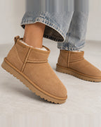 Women's Mini Suede Ankle Boots with Faux Fur Lining and Grip Sole – Valentina