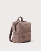 Women's Neoprene Diaper Backpack with Top Handle and Double Zip Front Pockets in Taupe – Thea Mae
