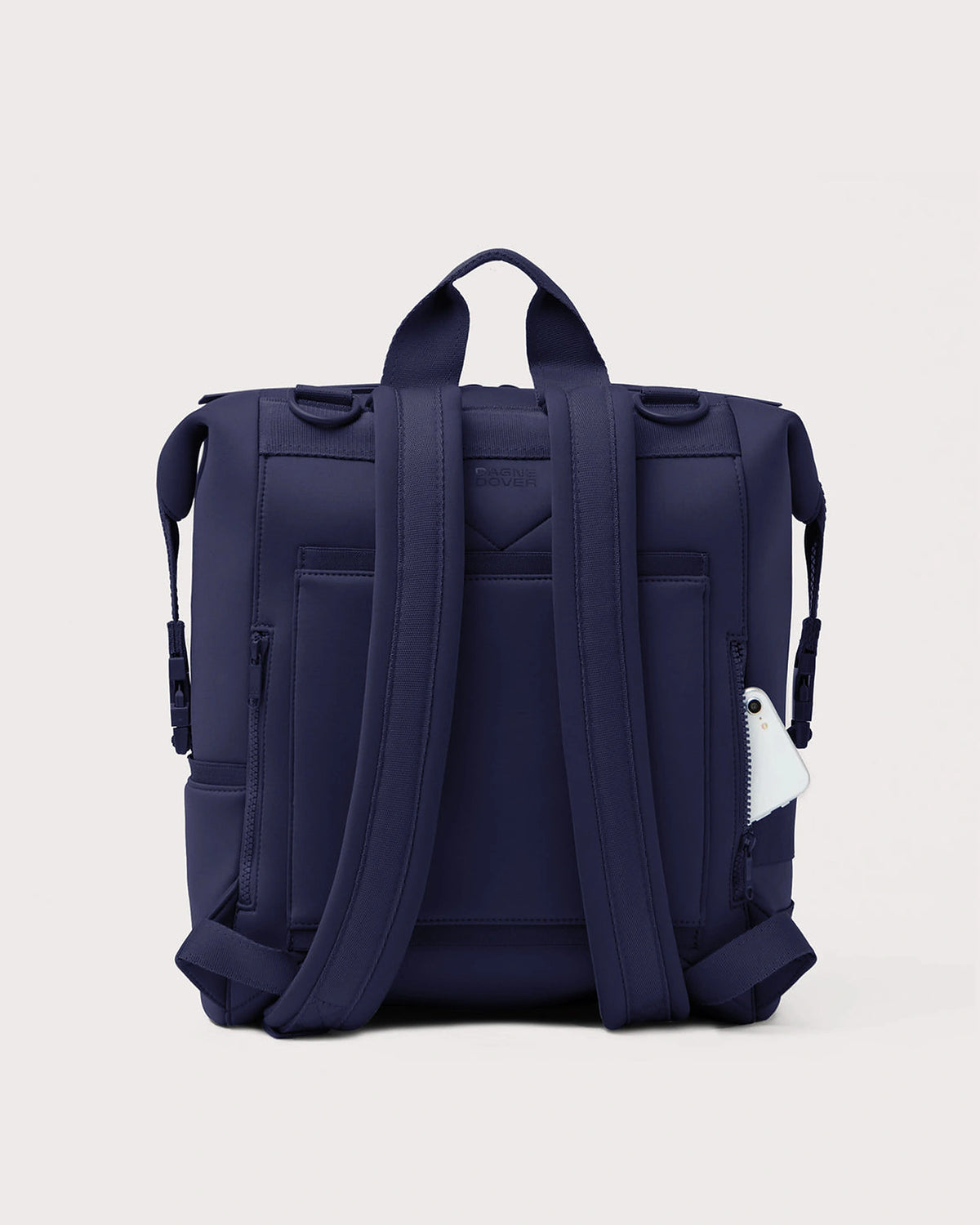 Women's Neoprene Diaper Backpack with Top Handle and Stroller Straps in Navy – Ursula Grey
