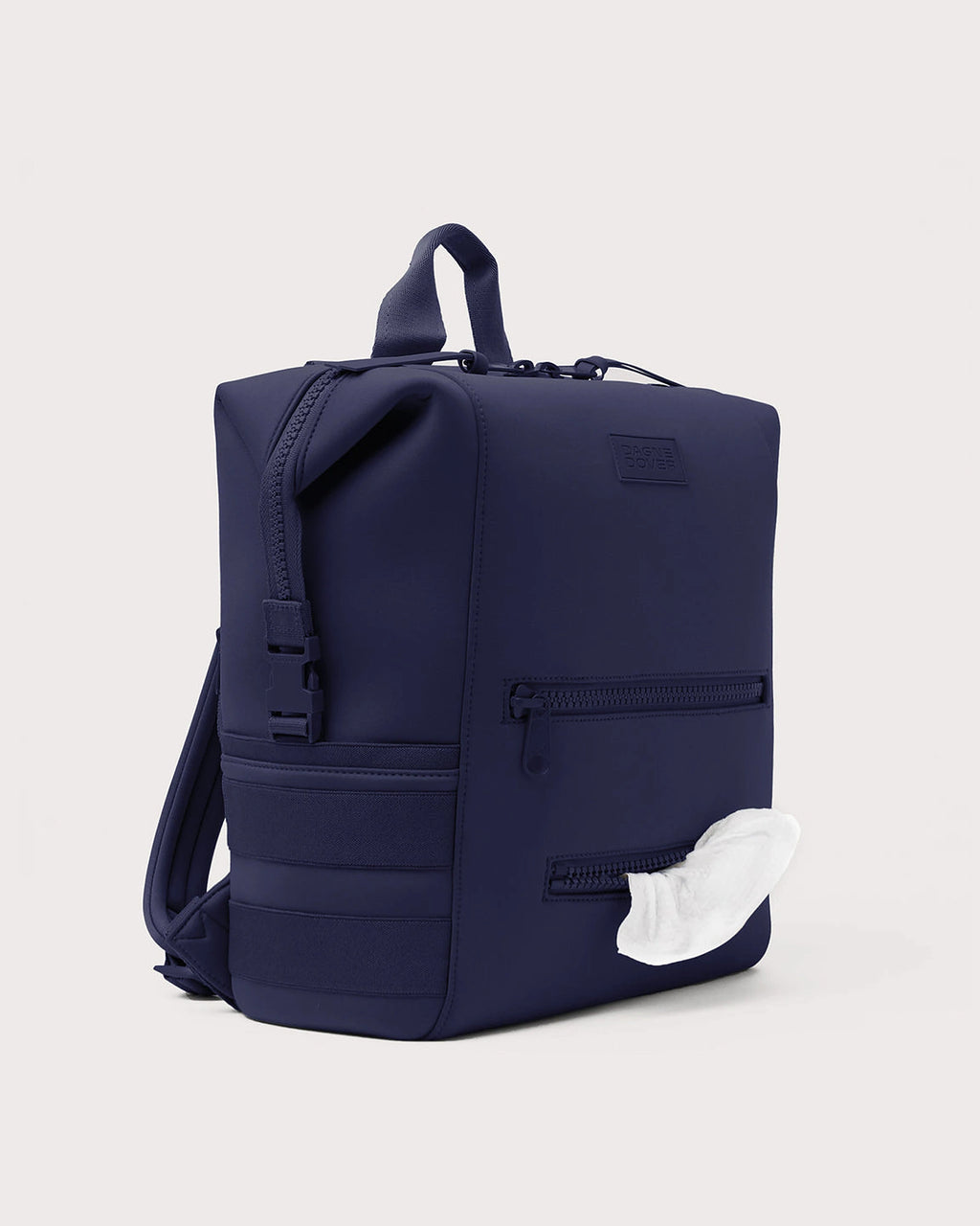 Women's Neoprene Diaper Backpack with Top Handle and Stroller Straps in Navy – Ursula Grey