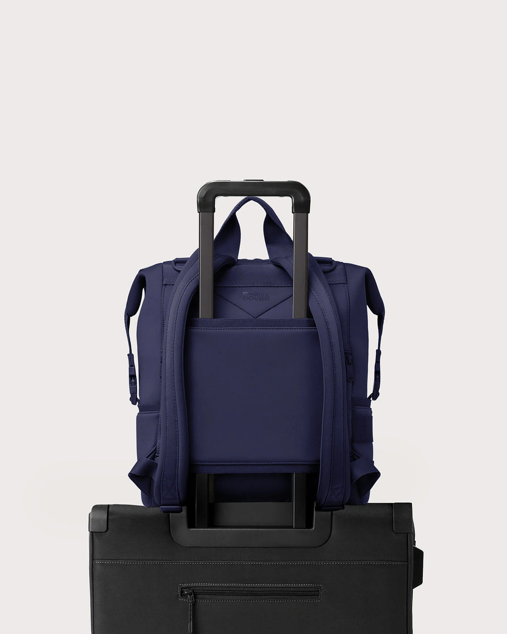 Women's Neoprene Diaper Backpack with Top Handle and Stroller Straps in Navy – Ursula Grey