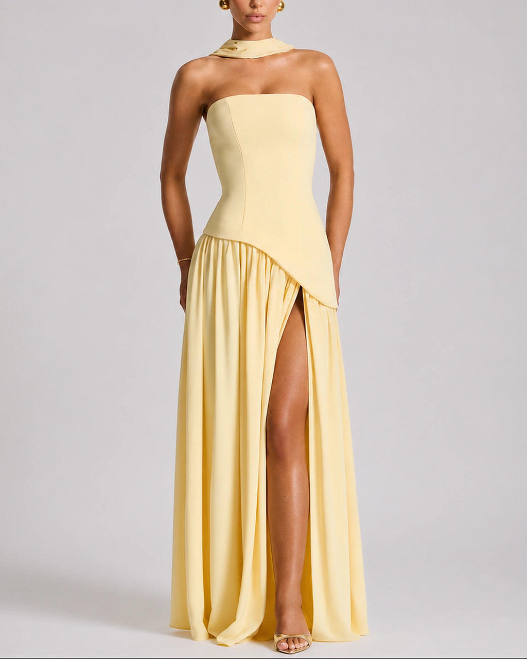 Women's Open Back Scarf Maxi Dress with Asymmetric Hem – Keira Lou