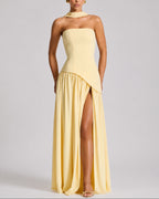 Women's Open Back Scarf Maxi Dress with Asymmetric Hem – Keira Lou