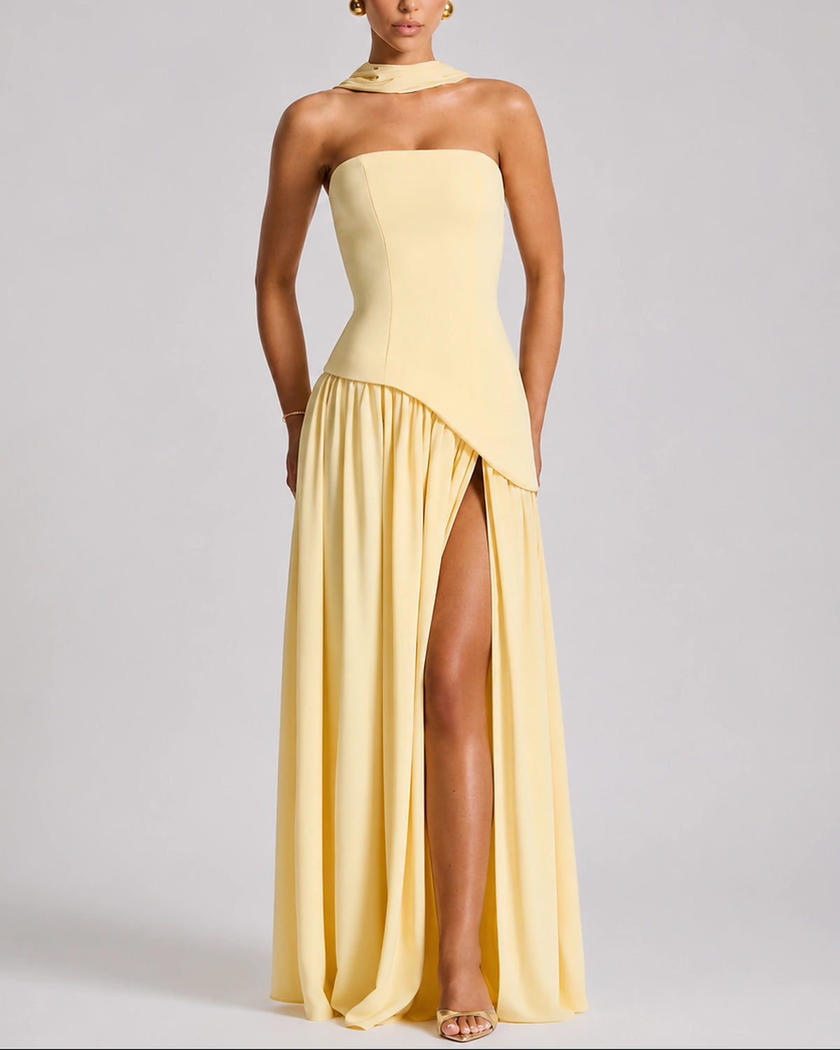 Women's Open Back Scarf Maxi Dress with Asymmetric Hem – Keira Lou