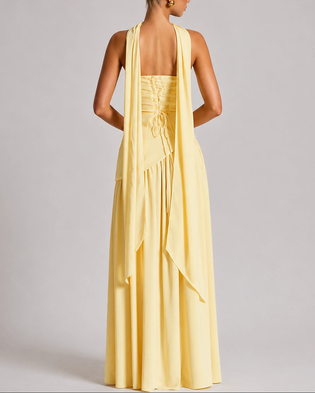 Women's Open Back Scarf Maxi Dress with Asymmetric Hem – Keira Lou