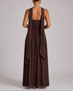 Women's Open Back Scarf Maxi Dress with Asymmetric Hem – Keira Lou