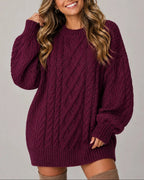 Women's Oversized Cable Knit Jumper Dress for Women with Balloon Long Sleeves – Nora