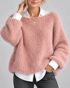 Women's Oversized Chunky Knit Jumper with Boat Neck and Balloon Sleeves – Rosalie