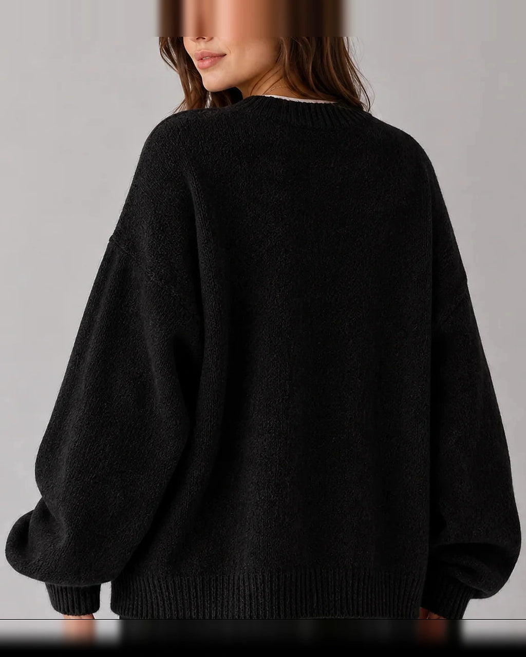 Women's Oversized Knit Jumper, Crew Neck Sweater with Balloon Sleeves – Zara