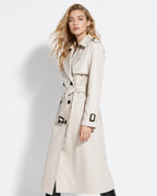 Women's Oversized Double-Breasted Trench Coat with Self-Tie Belt – Blair Mae