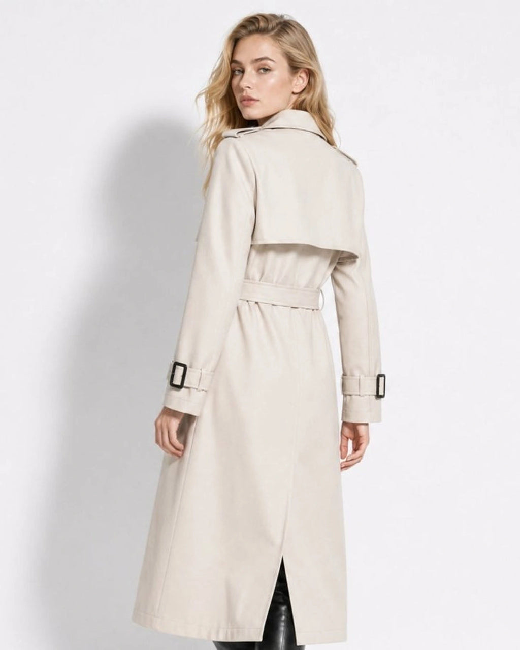 Women's Oversized Double-Breasted Trench Coat with Self-Tie Belt – Blair Mae