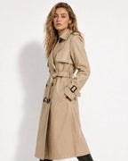 Women's Oversized Double-Breasted Trench Coat with Self-Tie Belt – Blair Mae