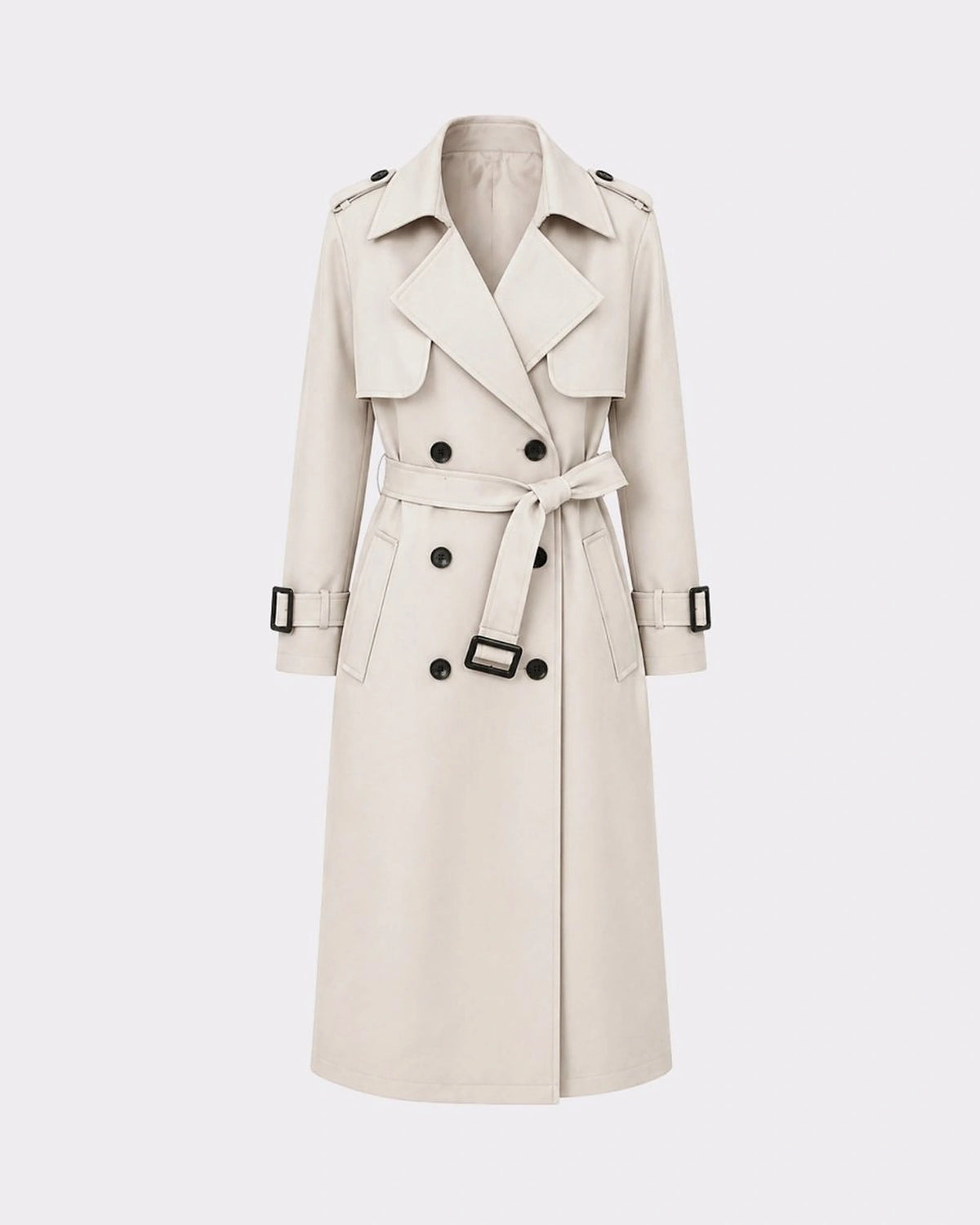Women's Oversized Double-Breasted Trench Coat with Self-Tie Belt – Blair Mae