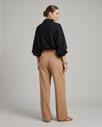 Women's Oversized Jumper with High Neck, Draped Wide Sleeves – Pippa Grey