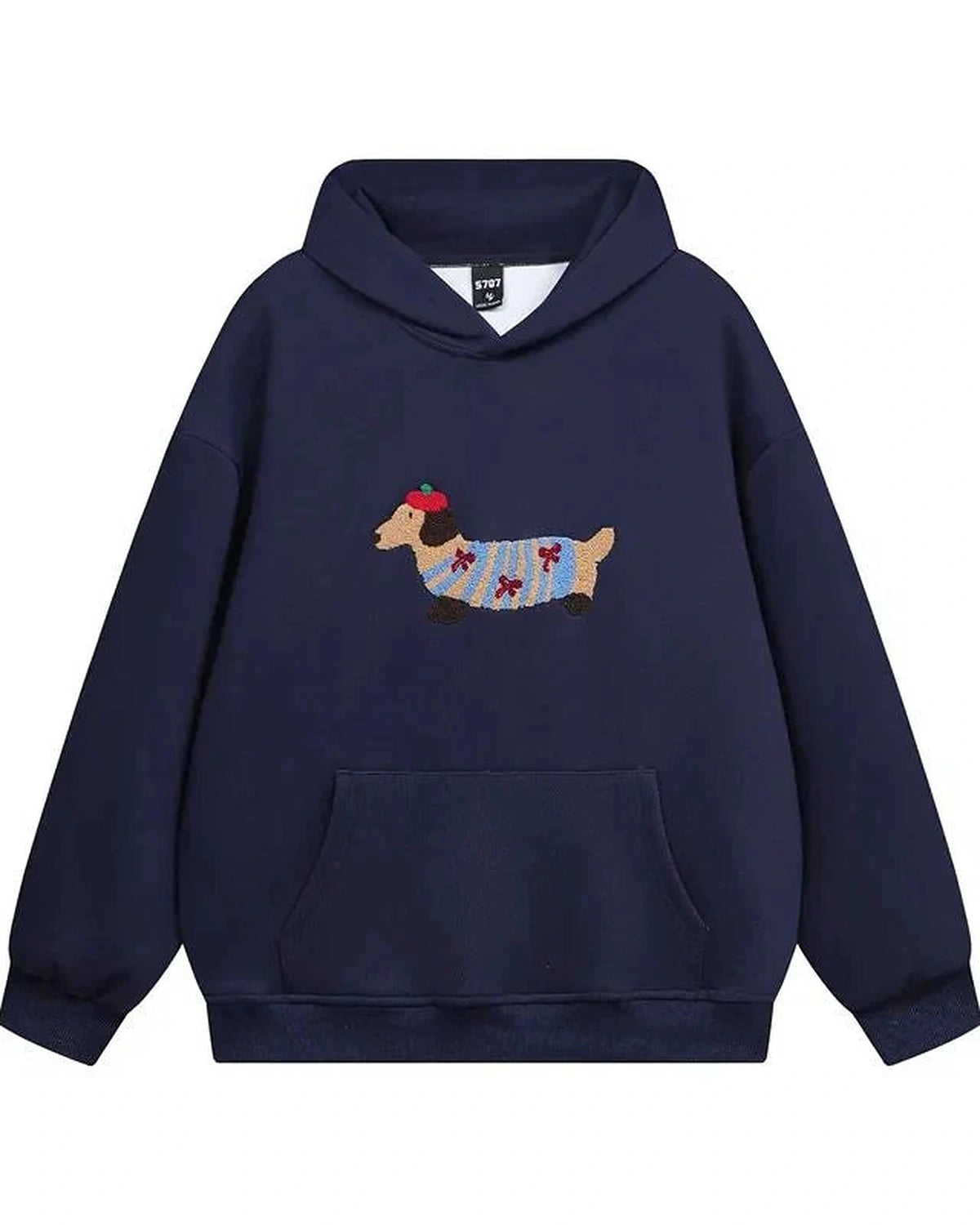Women's Oversized Hoodie with Embroidered Dachshund and Kangaroo Pocket – Amelie