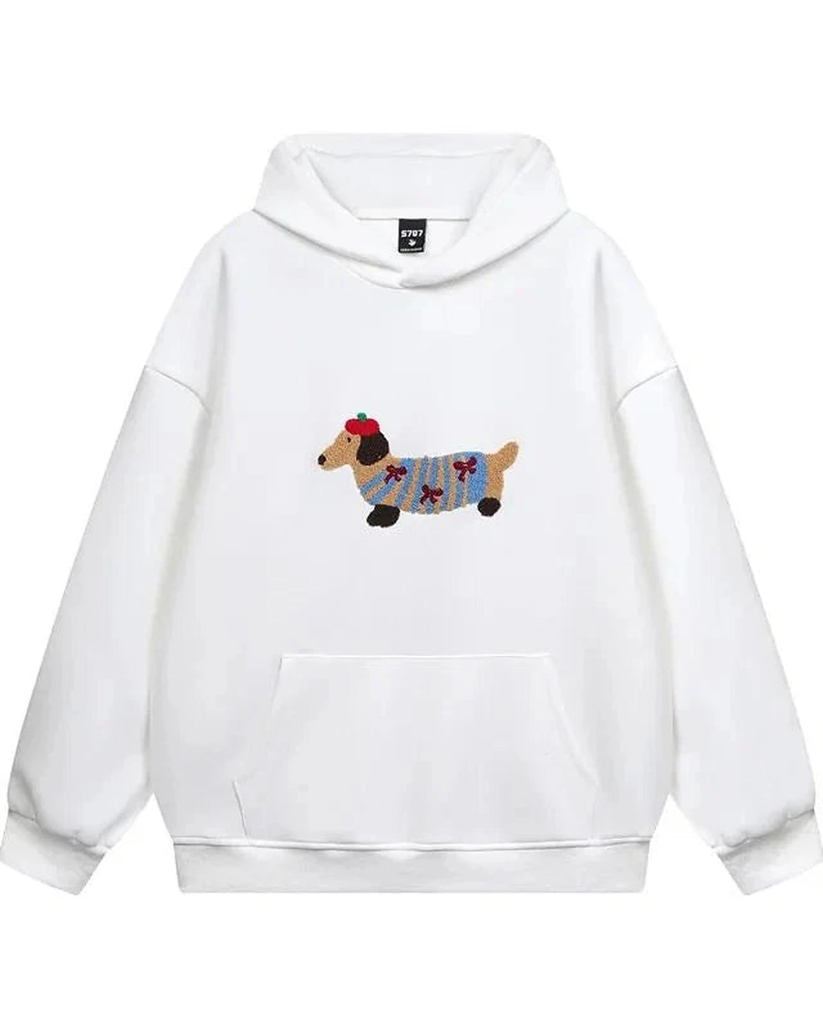 Women's Oversized Hoodie with Embroidered Dachshund and Kangaroo Pocket – Amelie