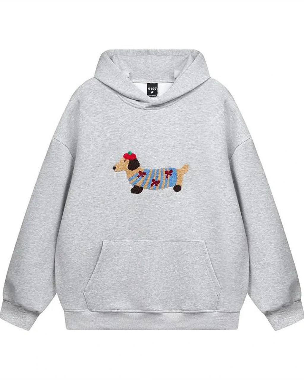 Women's Oversized Hoodie with Embroidered Dachshund and Kangaroo Pocket – Amelie