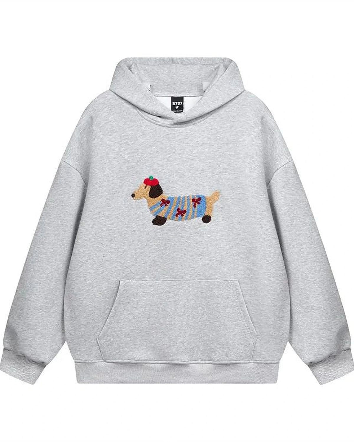 Women's Oversized Hoodie with Embroidered Dachshund and Kangaroo Pocket – Amelie