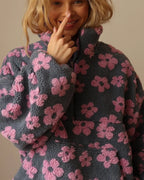 Women's Oversized Teddy Fleece Jacket with Half Zip and Patch Pocket – Mirela