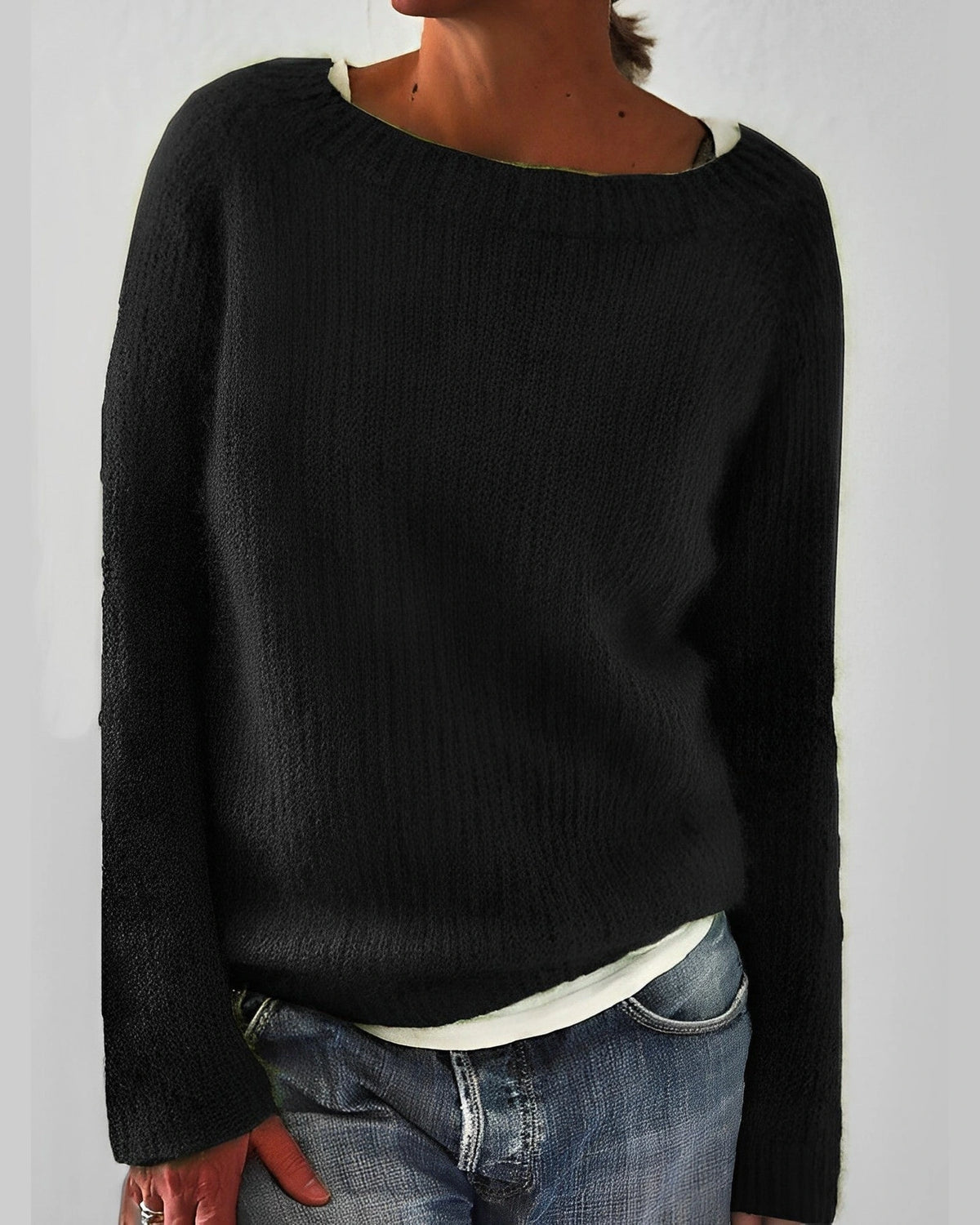 Women's Oversized Fluffy Knit Jumper for Women with Wide Round Neckline – Wren Jane