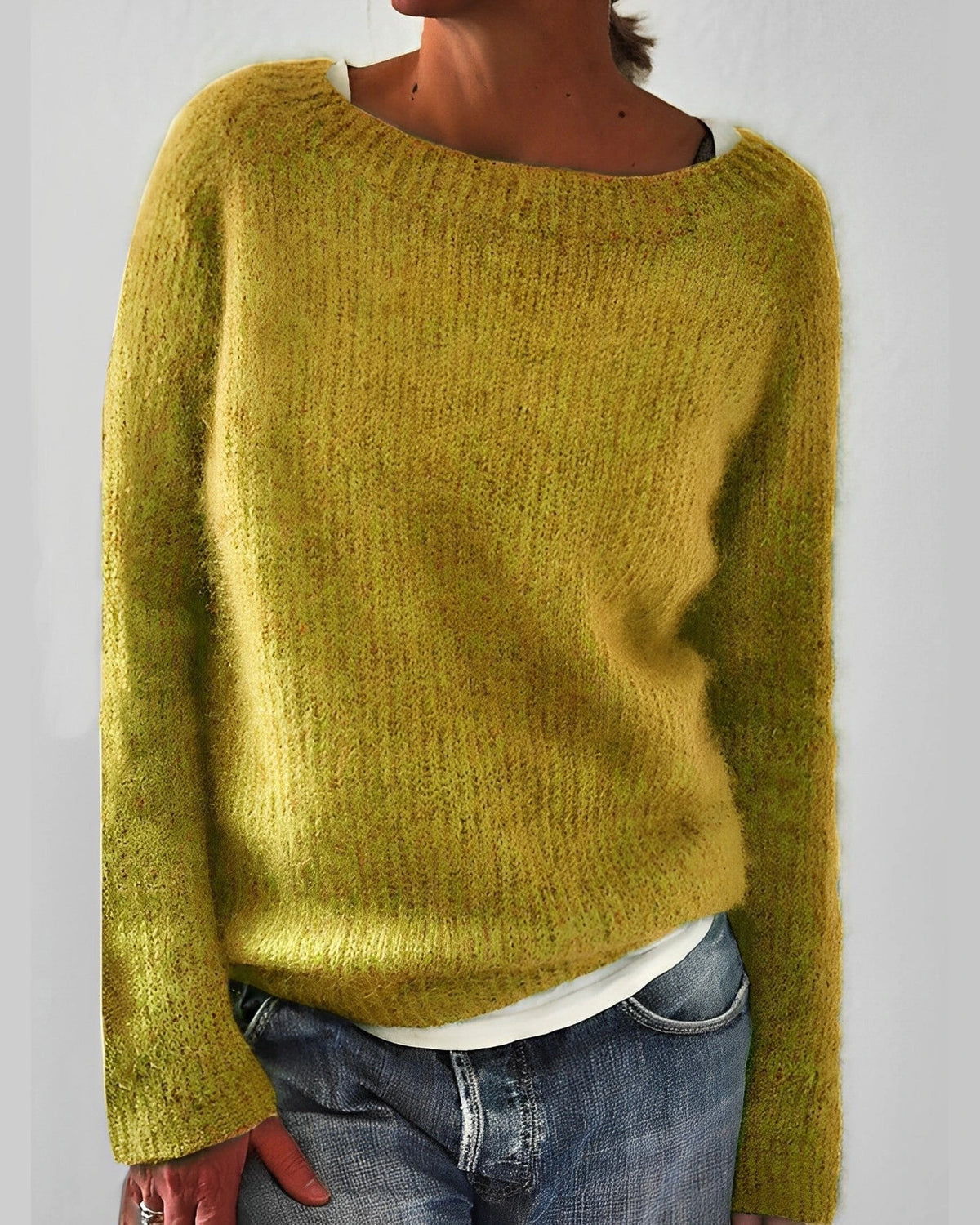 Women's Oversized Fluffy Knit Jumper for Women with Wide Round Neckline – Wren Jane