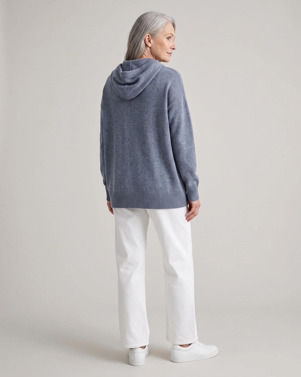 Women's Oversized Hoodie Knit Jumper with Funnel Neck and Drawstring Hood – Talia Jane