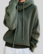 Women's Oversized Hoodie Knit Jumper with Funnel Neck and Drawstring Hood – Talia Jane