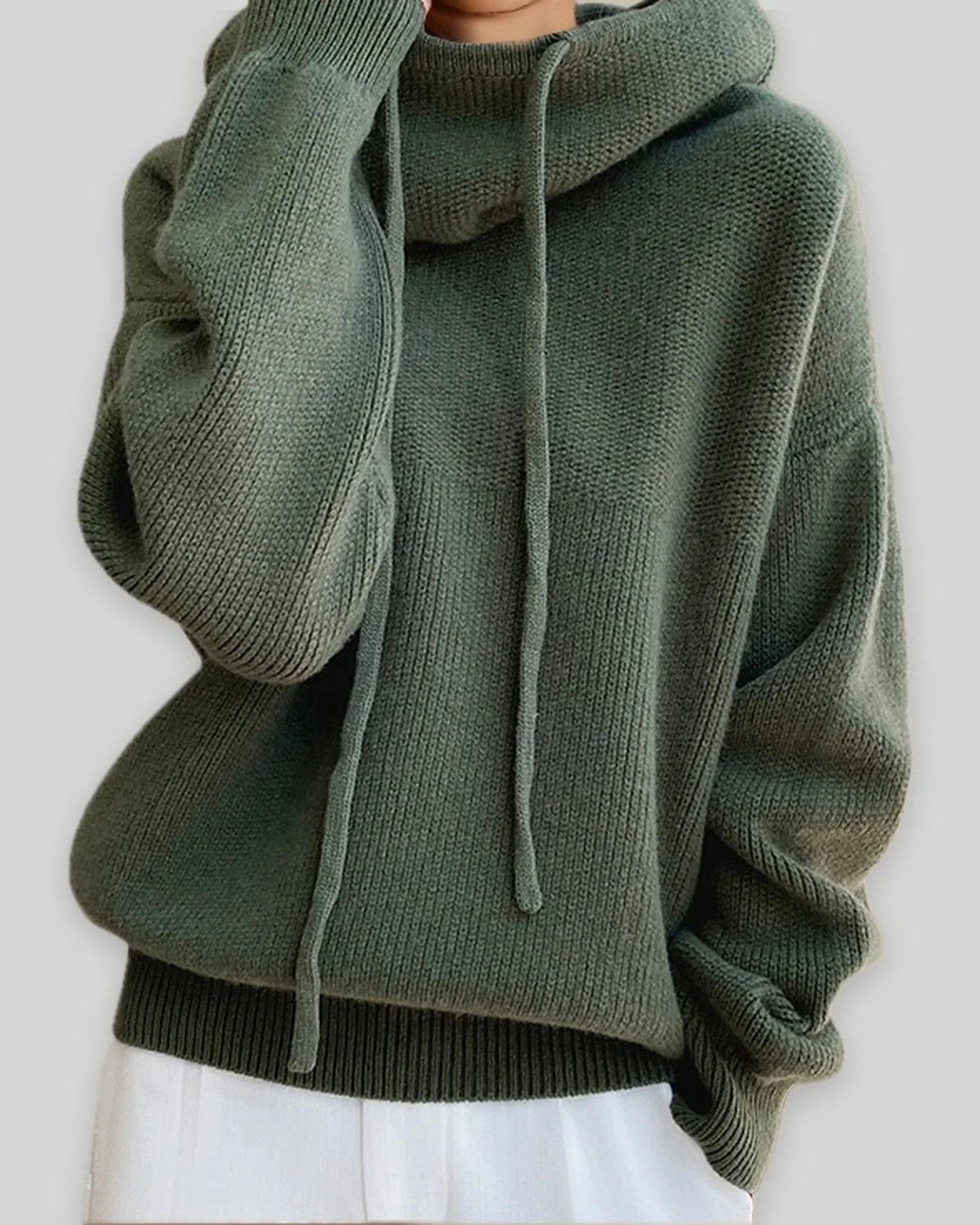 Women's Oversized Hoodie Knit Jumper with Funnel Neck and Drawstring Hood – Talia Jane