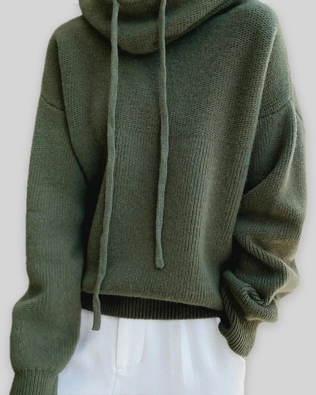 Women's Oversized Hoodie Knit Jumper with Funnel Neck and Drawstring Hood – Talia Jane
