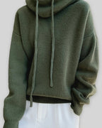 Women's Oversized Hoodie Knit Jumper with Funnel Neck and Drawstring Hood – Talia Jane