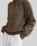 Women's Oversized Hoodie Knit Jumper with Funnel Neck and Drawstring Hood – Talia Jane