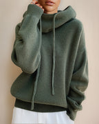 Women's Oversized Hoodie Knit Jumper with Funnel Neck and Drawstring Hood – Talia Jane