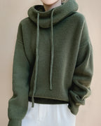 Women's Oversized Hoodie Knit Jumper with Funnel Neck and Drawstring Hood – Talia Jane