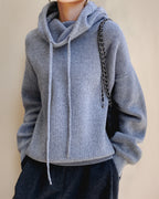 Women's Oversized Hoodie Knit Jumper with Funnel Neck and Drawstring Hood – Talia Jane