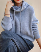 Women's Oversized Hoodie Knit Jumper with Funnel Neck and Drawstring Hood – Talia Jane