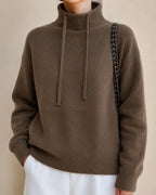 Women's Oversized Hoodie Knit Jumper with Funnel Neck and Drawstring Hood – Talia Jane
