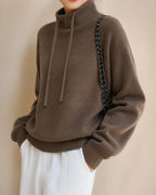 Women's Oversized Hoodie Knit Jumper with Funnel Neck and Drawstring Hood – Talia Jane