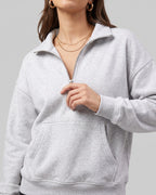 Women's Half Zip Sweatshirt with Collar and Kangaroo Pocket, Oversized Fit – Stella Mae