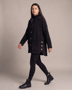 Women's Corduroy Jacket with Hood, Wooden Button Placket and Patch Pockets, Oversized Fit – Flora