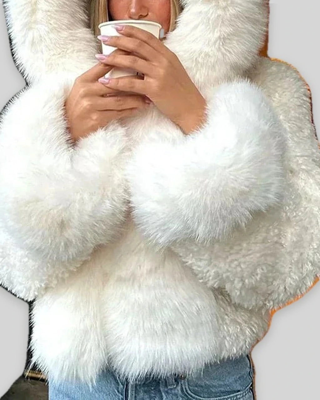 Women's Oversized Hooded Faux Fur Jacket with Fluffy Cuffs – Uma Mae