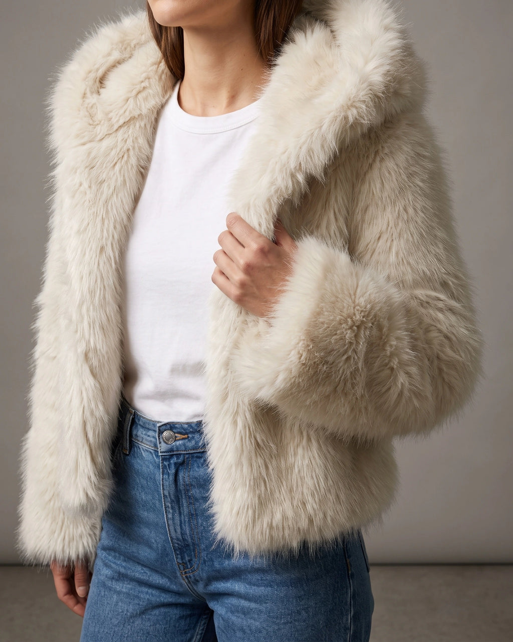 Women's Oversized Hooded Faux Fur Jacket with Fluffy Cuffs – Uma Mae