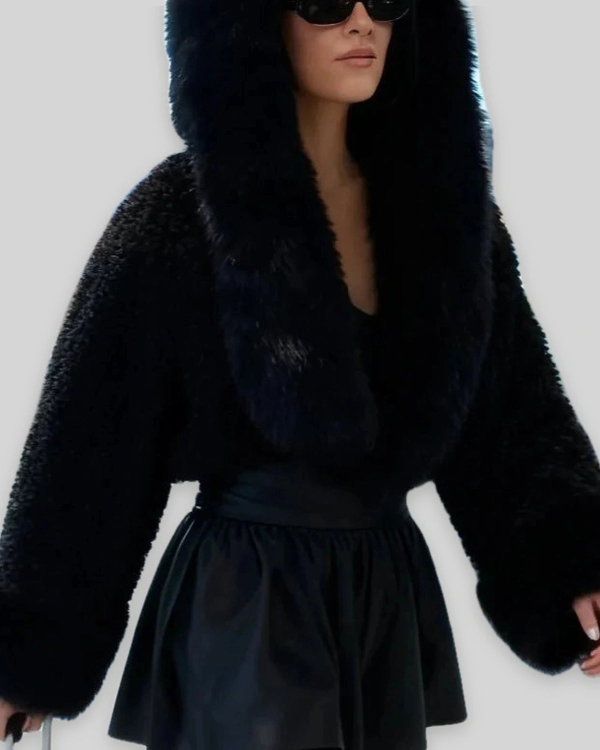 Women's Oversized Hooded Faux Fur Jacket with Fluffy Cuffs – Uma Mae